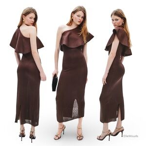 Altuzarra Vivi Dress Brown One Shoulder Size XS $1395